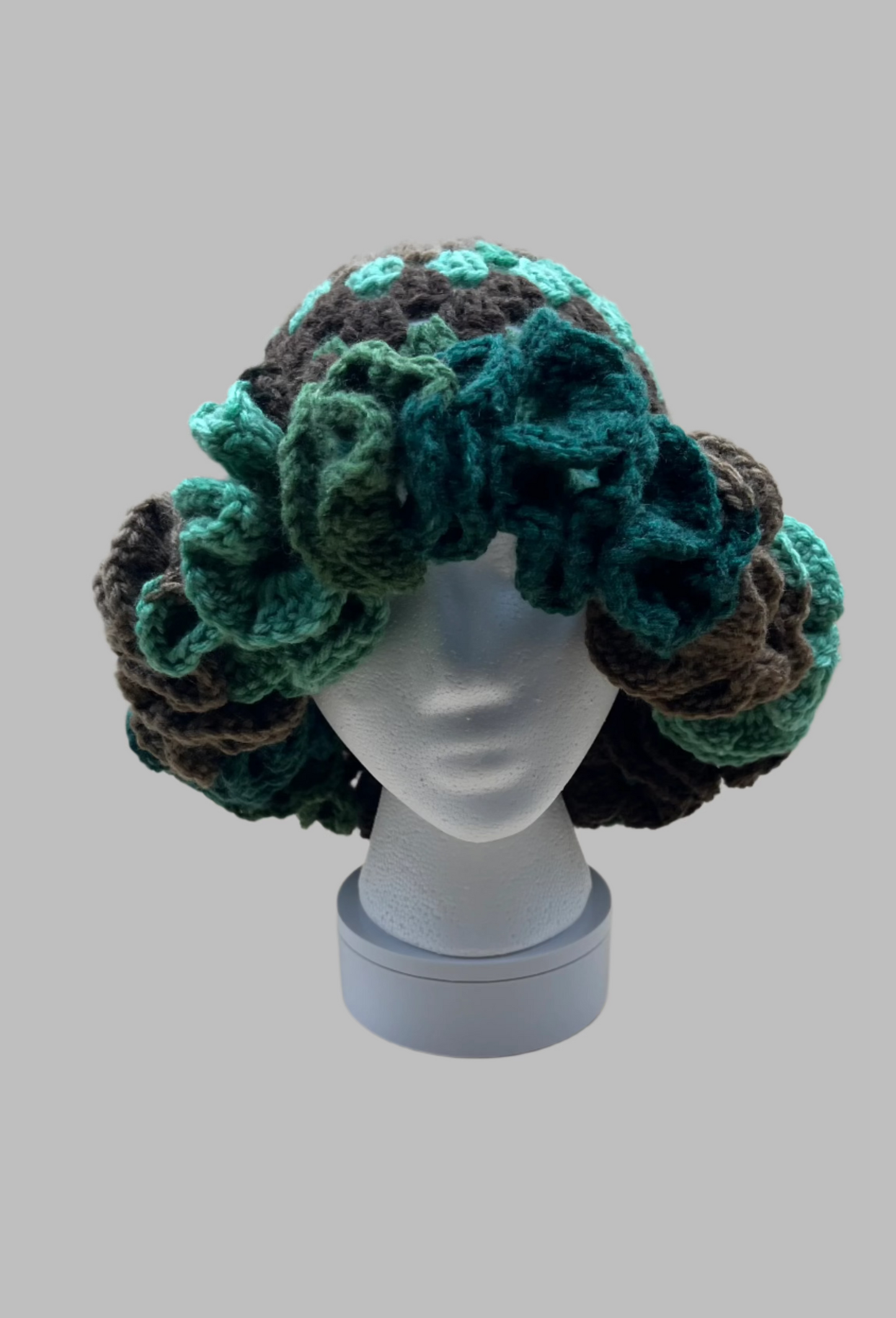 Crochet Ruffle Hat- forest