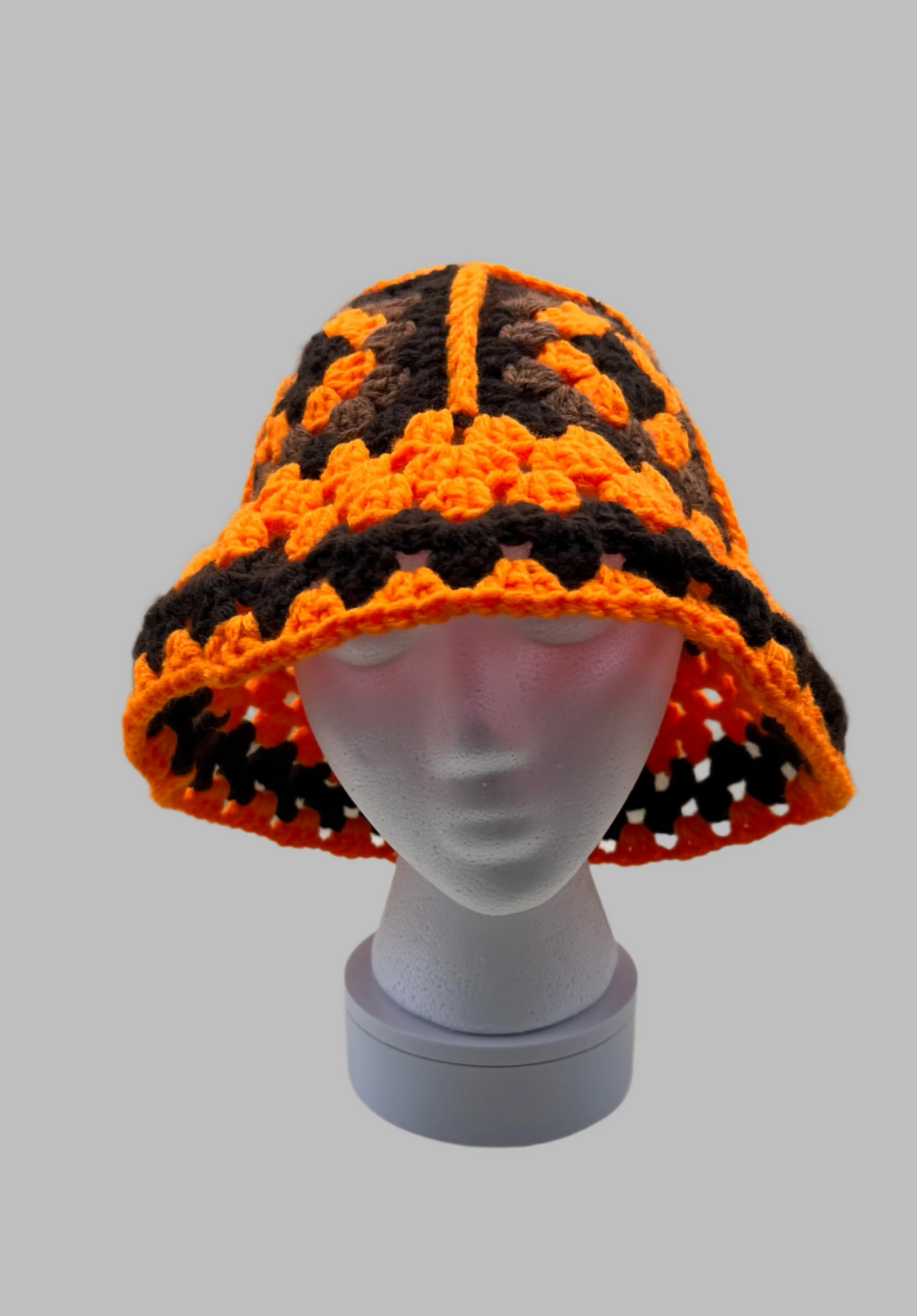 Crochet Bucket Hat- Orange/brown