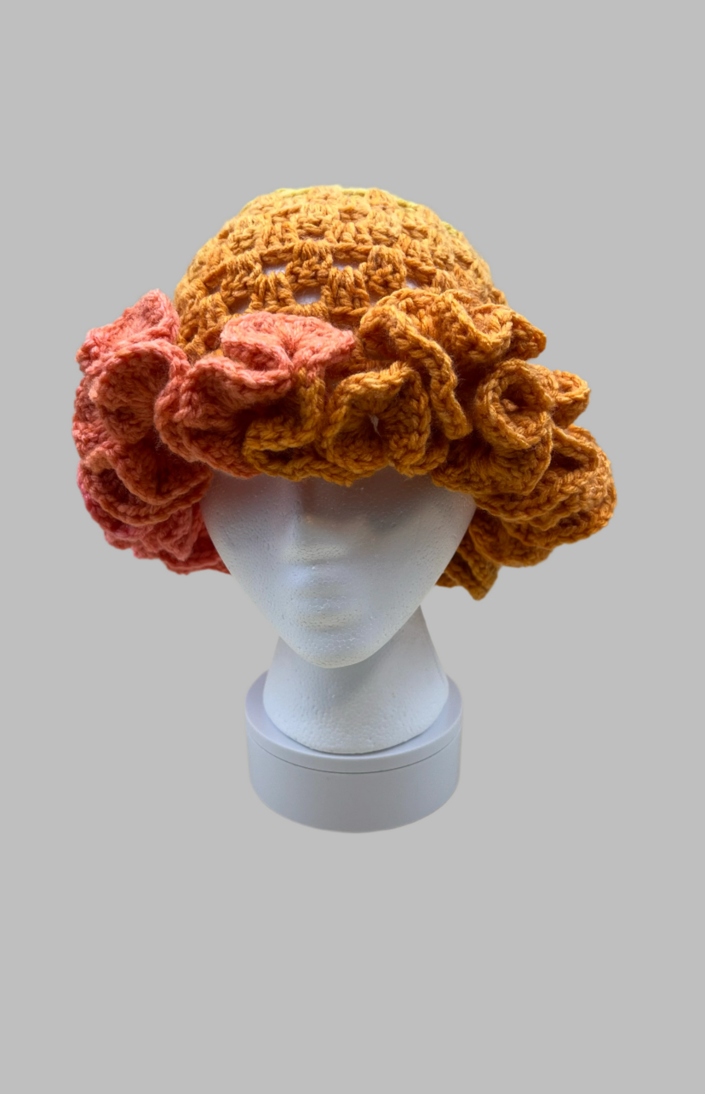 Crochet Ruffle Hat- sunset