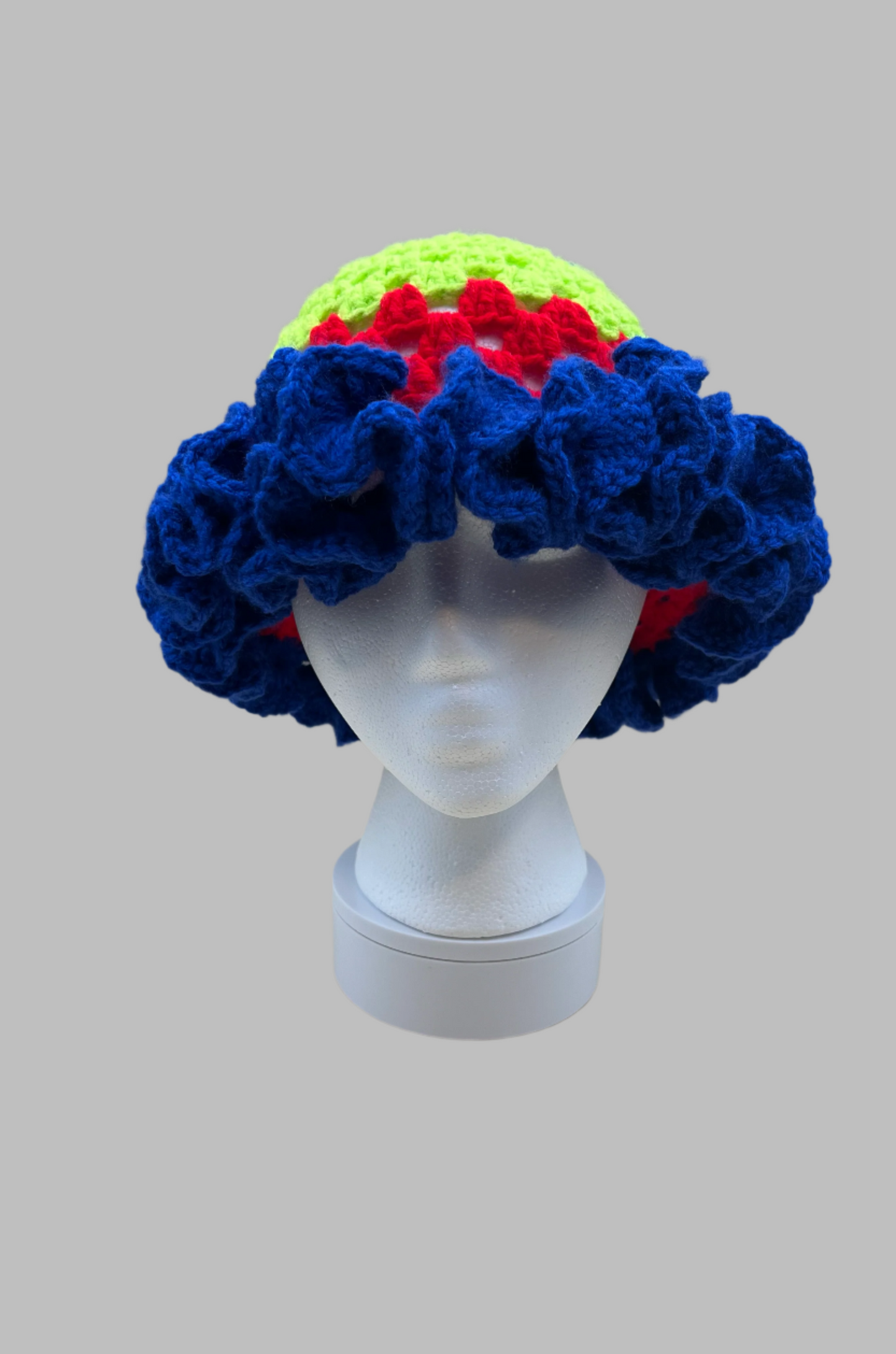 Crochet Ruffle Hat- skittles