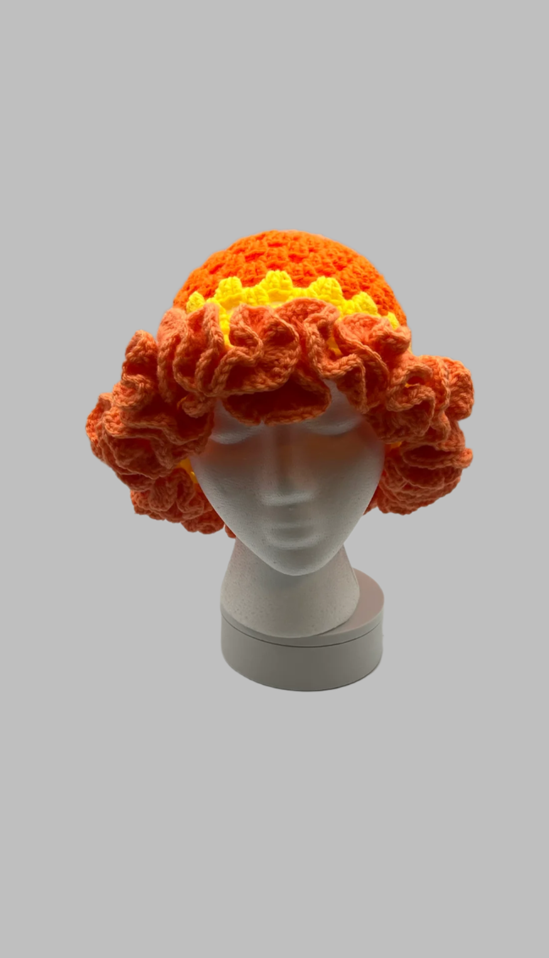 Crochet Ruffle Hat- sunkist