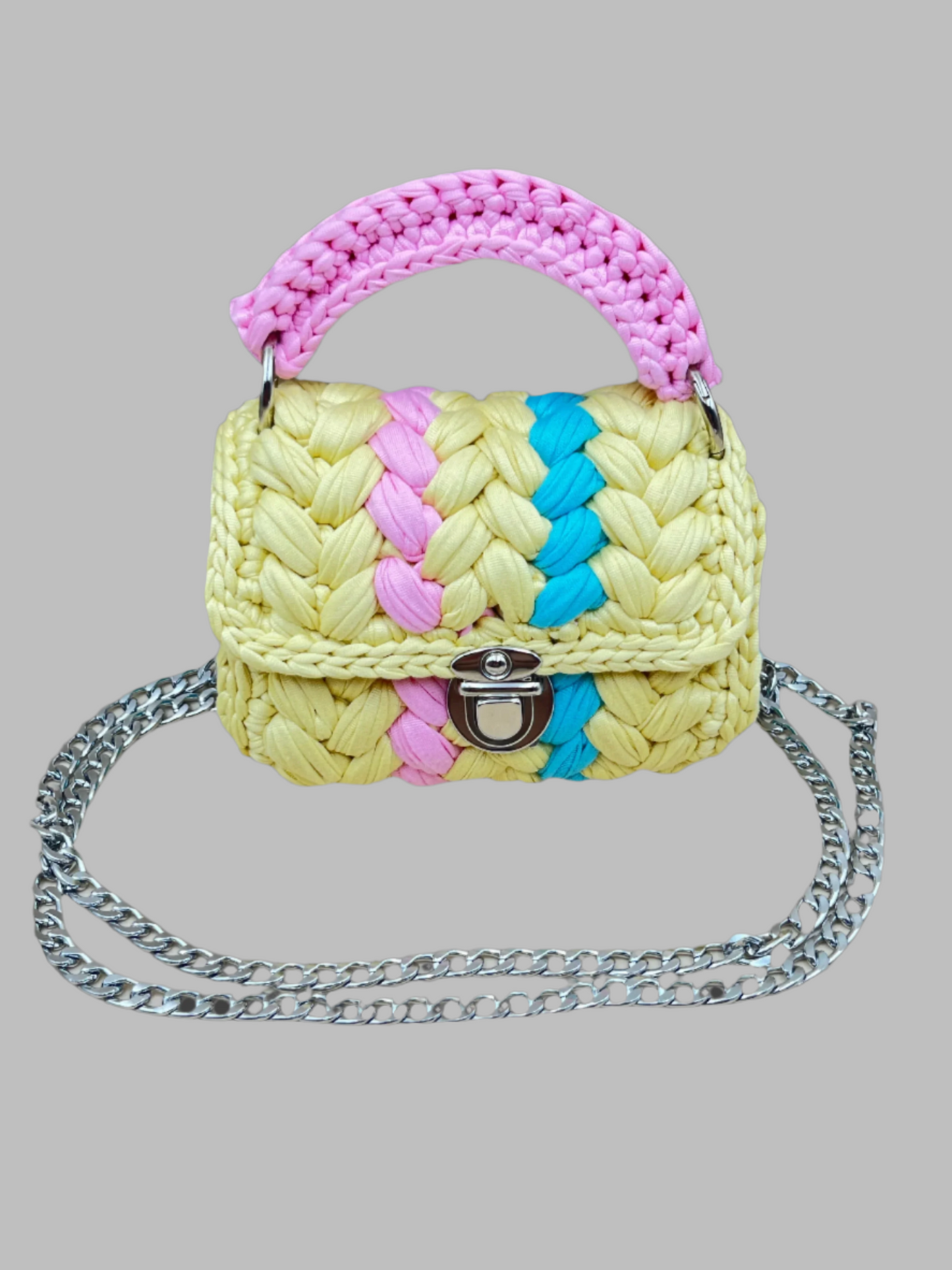 Crochet Handbags-yellow/pink/blue