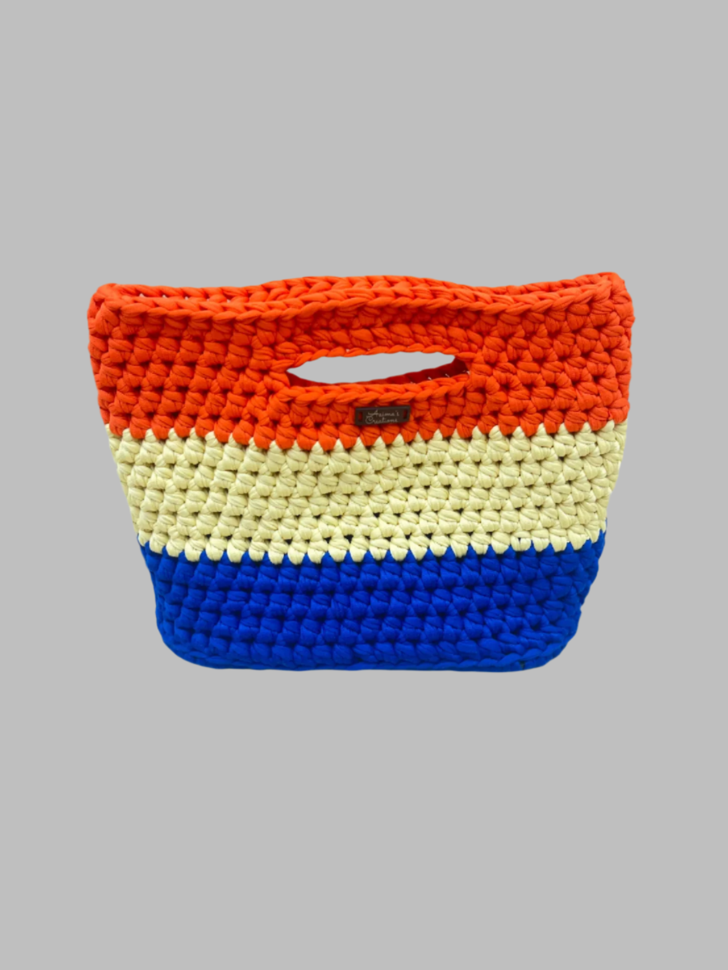Crochet Tote Bag-yellow/orange/blue