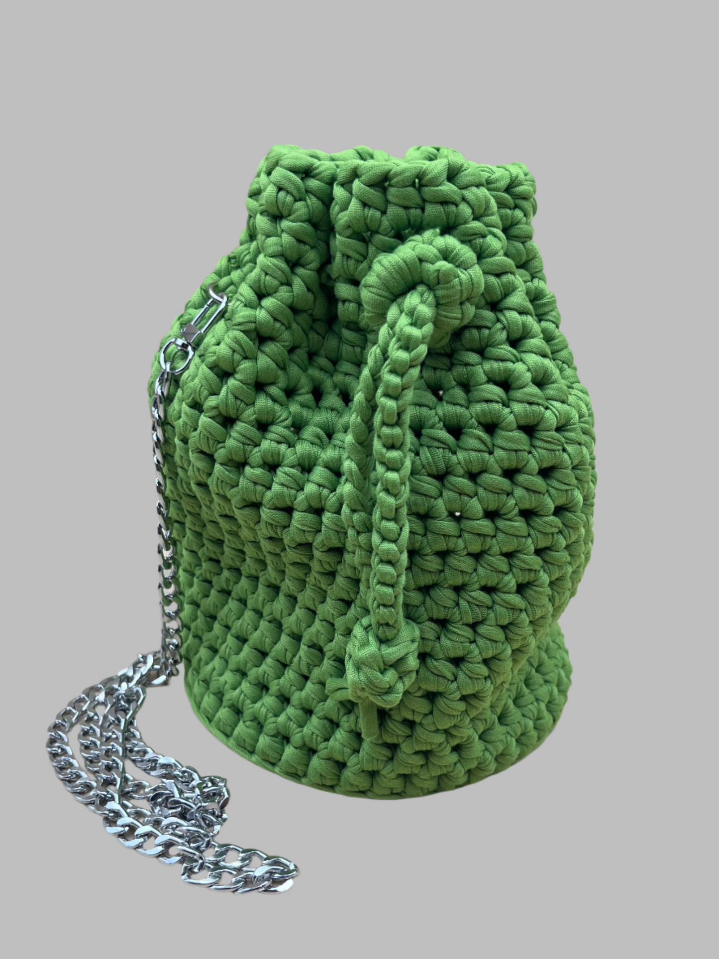 Crochet Crossbody Bucket Bag- Lime