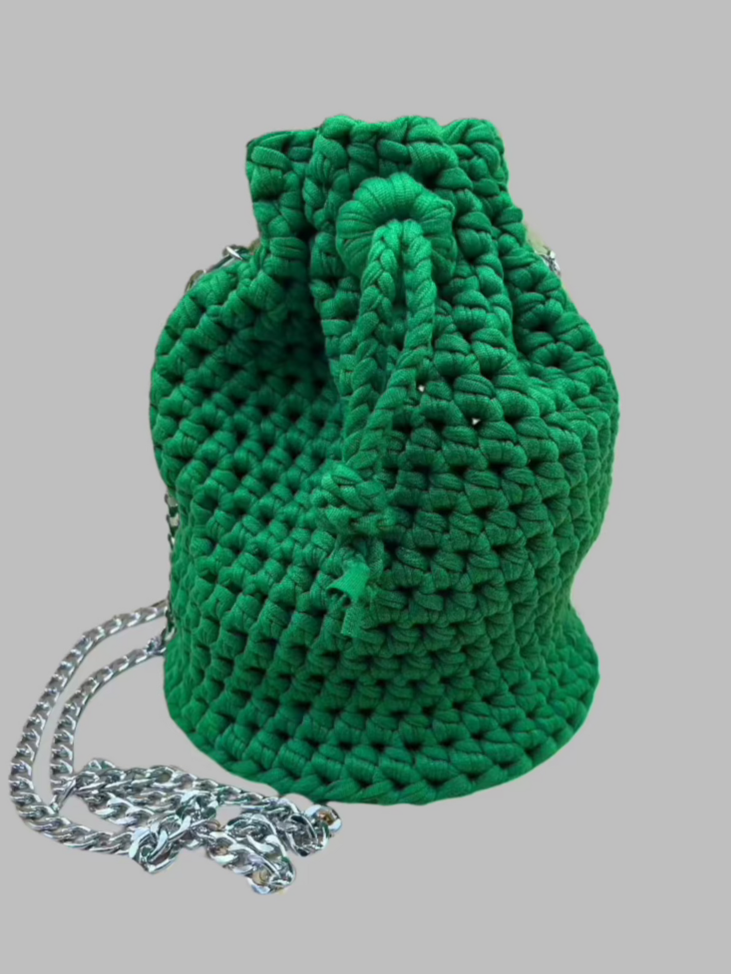 Crochet Crossbody Bucket Bag- Green