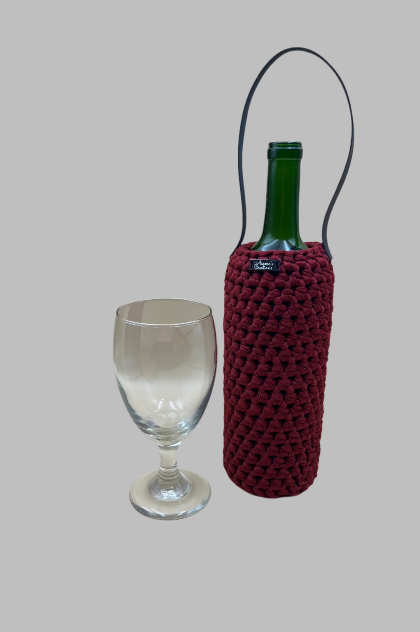 Crochet Wine Tote- wine