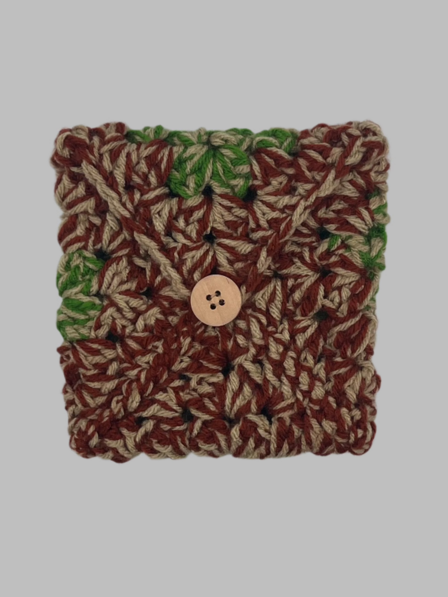 Crochet Pouch- Cinnamon/Mushroom/Green
