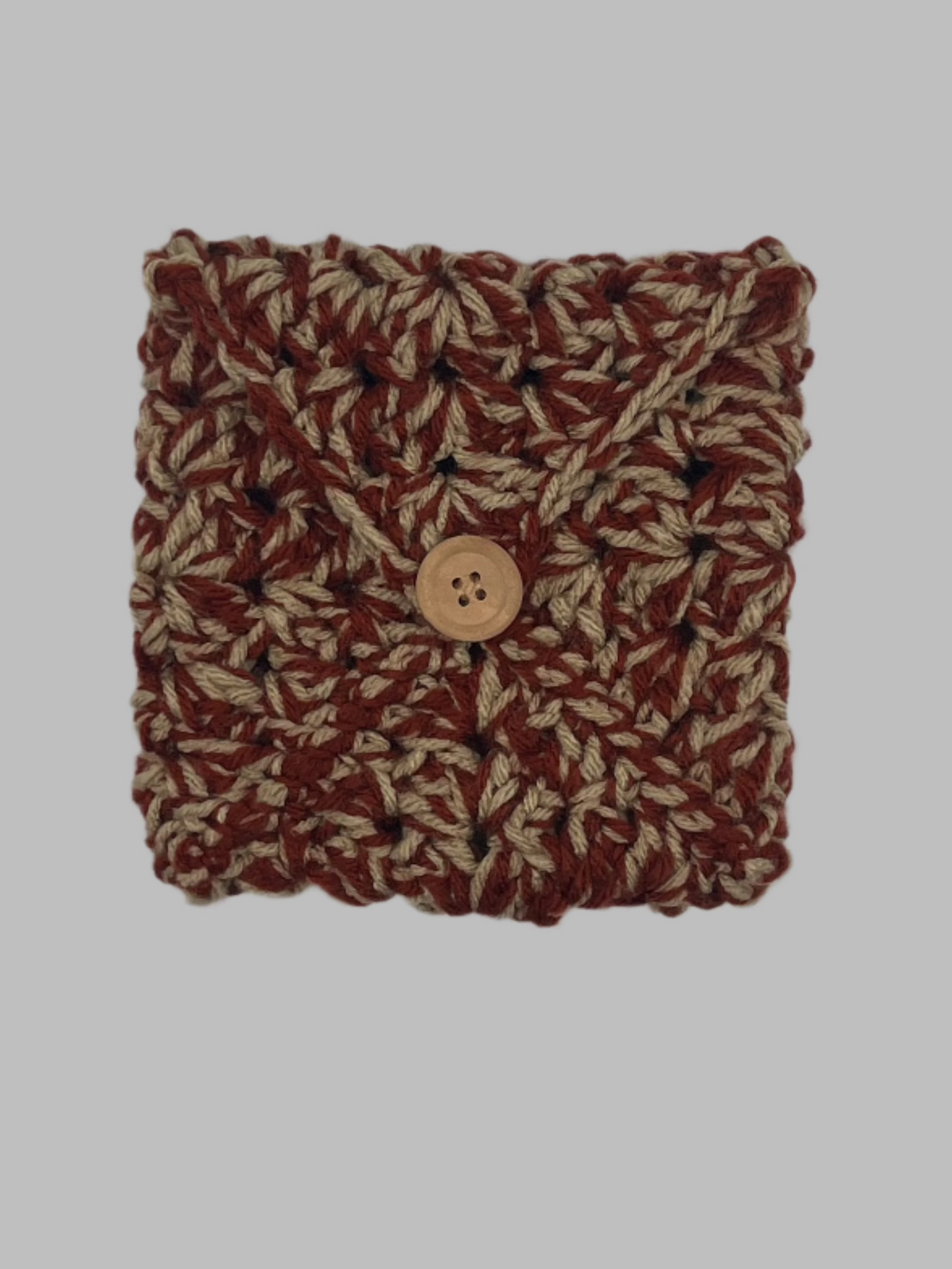 Crochet Pouch- Cinnamon/Mushroom