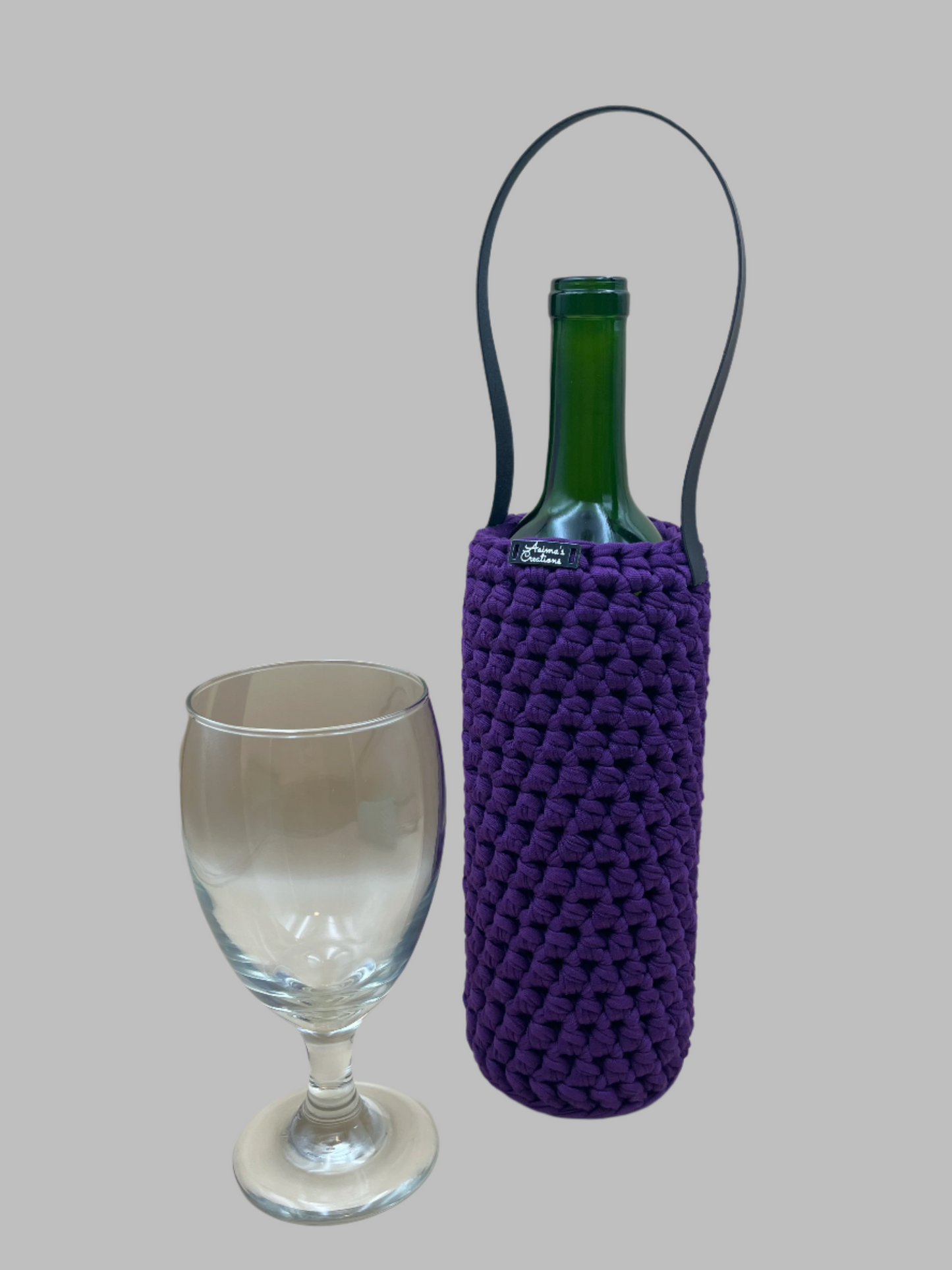 Crochet Wine Tote- purple