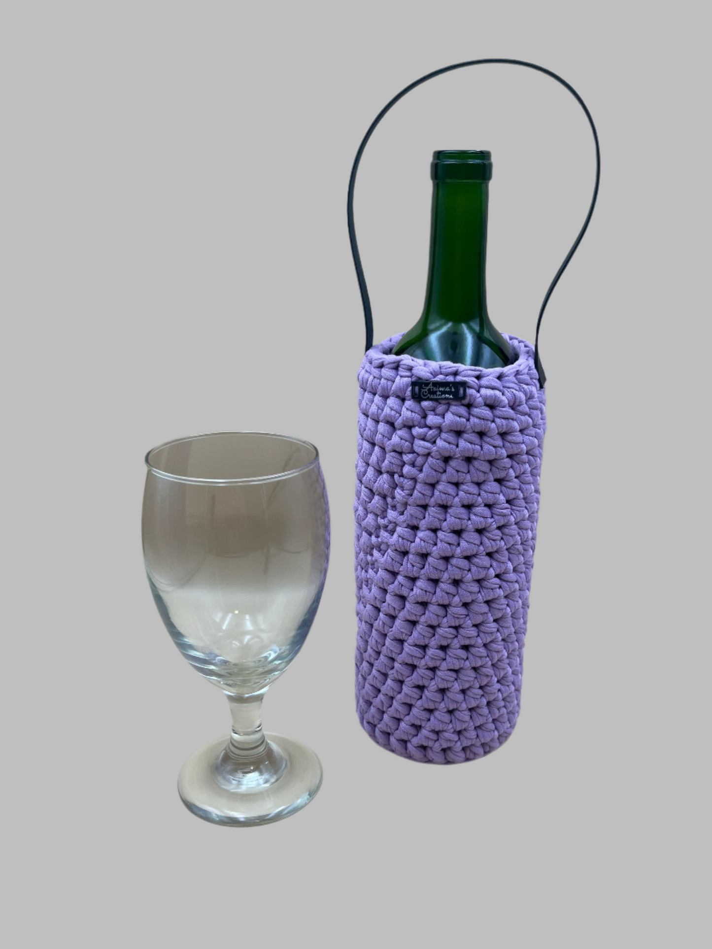 Crochet Wine Tote- lavender